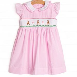 Bunny Tails Smocked Dress, Pink